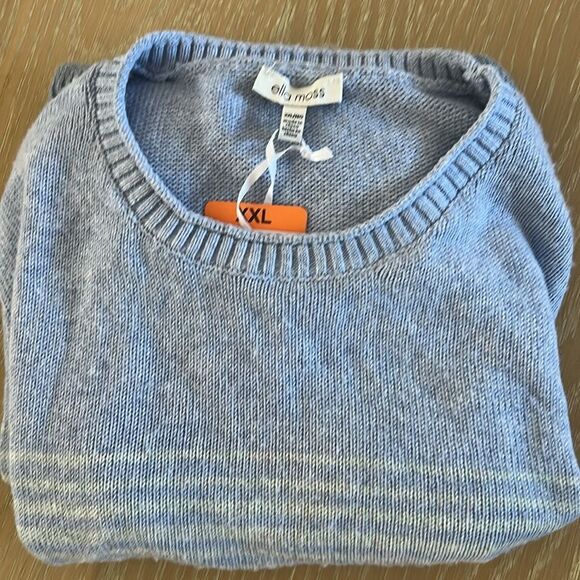 Ella Moss Women's Crewneck Long Sleeve Sweater, Blue Stripe, XXL, NWT - Picture 7 of 8
